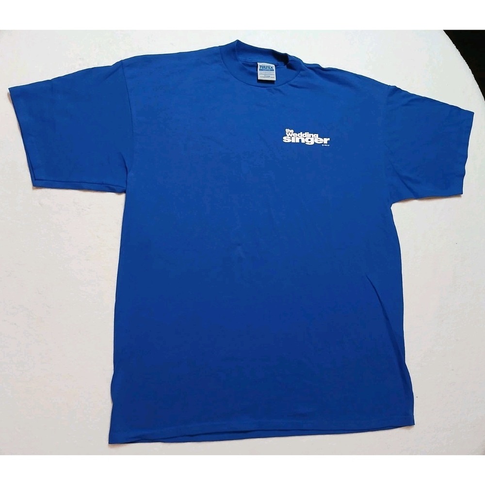 Vintage 1998 The Wedding Singer Movie Promo T Shirt XL Blue Tultex Adam Sandler